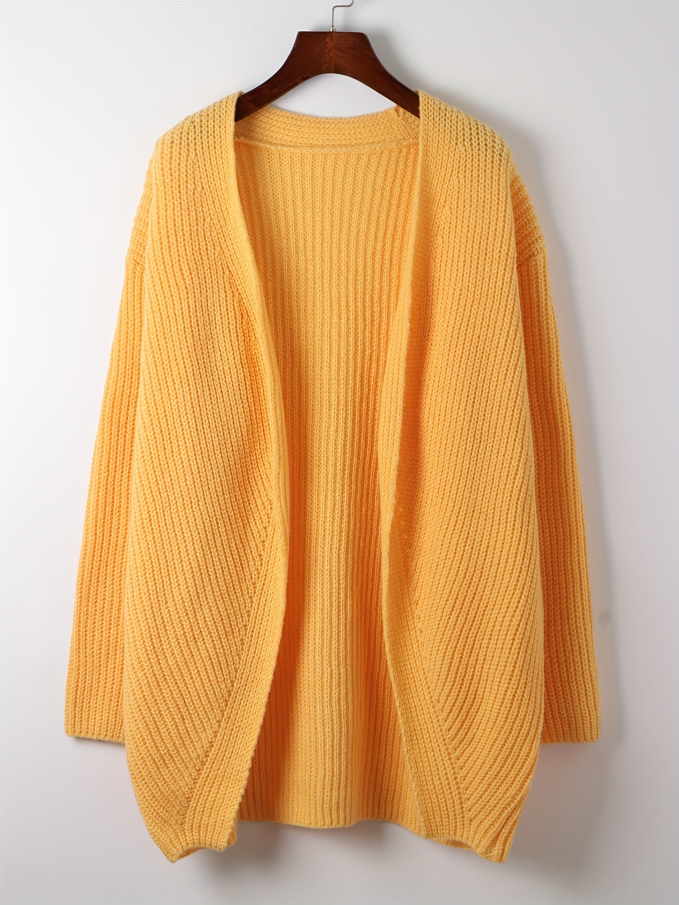  Casual Cardigan Women Solid Long Sleeve Open Front Drop Shoulder