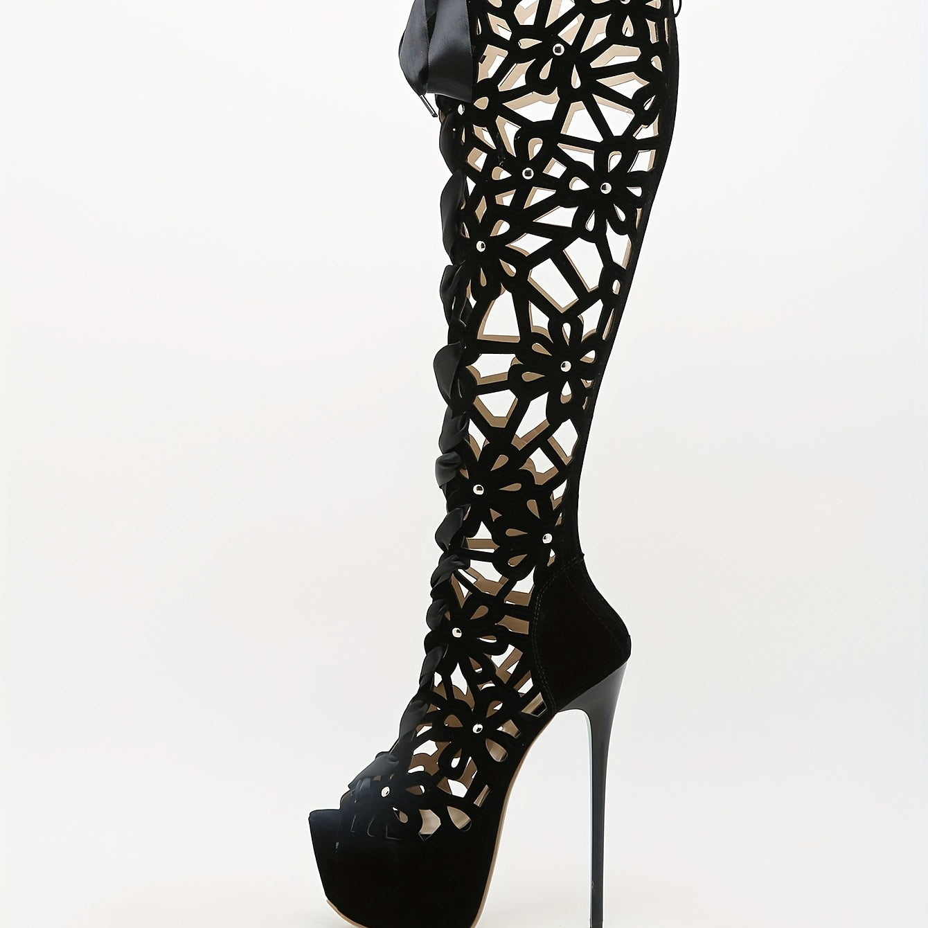 Women's Peep Toe Over The Knee Boots