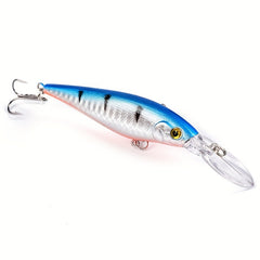 Floating Minnow Fishing Lure Long Tongue Crankbait Treble Hooks Bass Pike Tackle