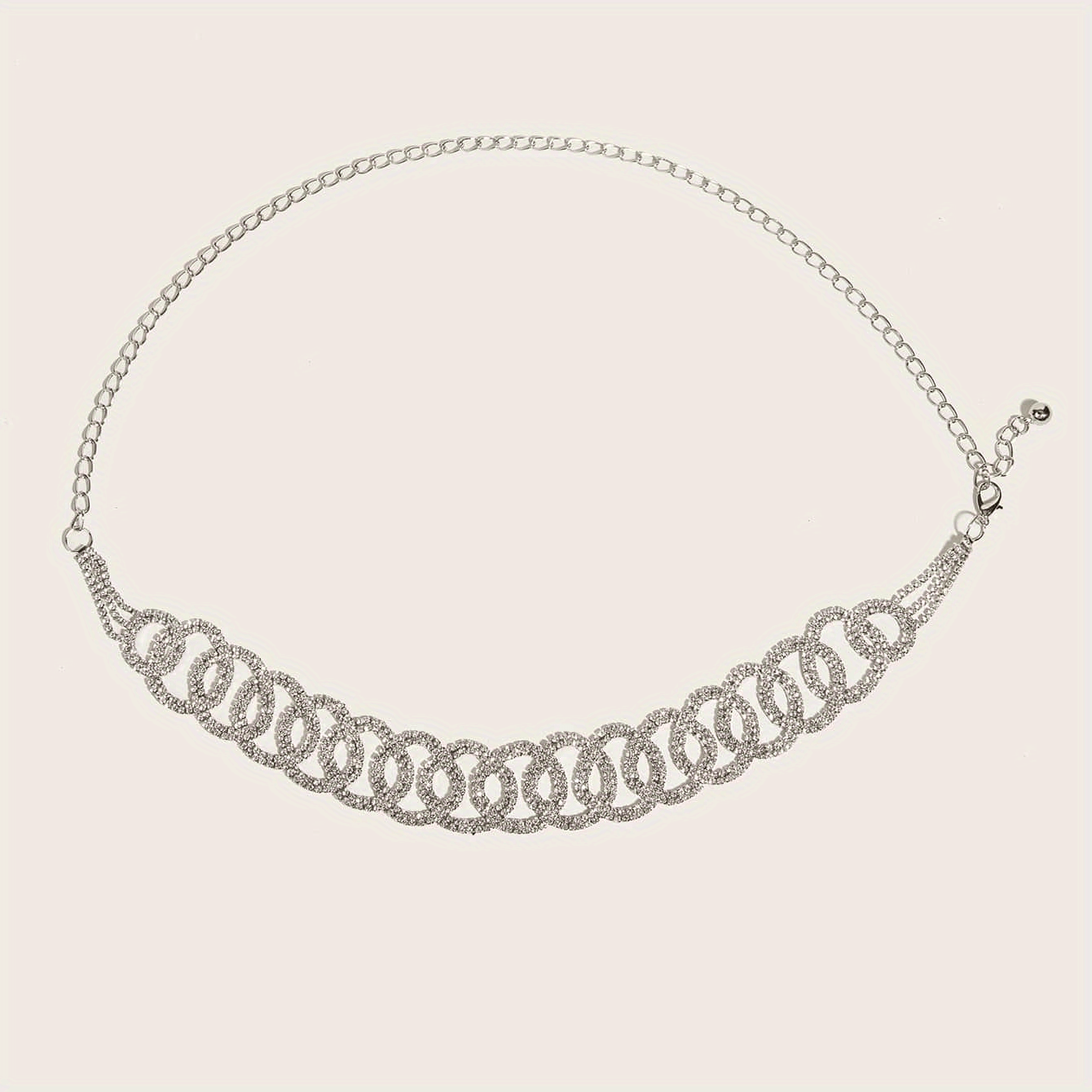 Golden Rhinestone Circle Decor Belt Double Circle Waist Chains