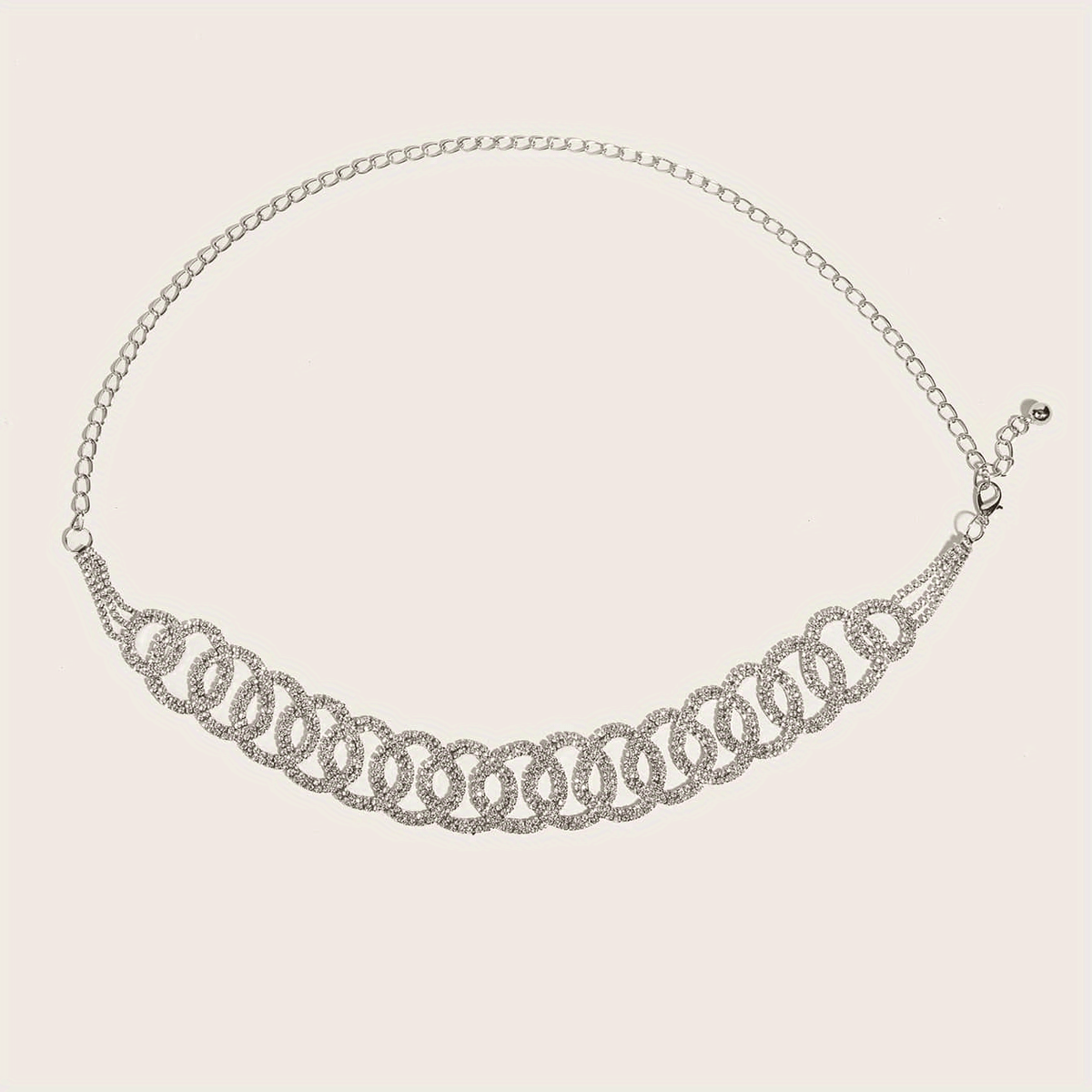 Golden Rhinestone Circle Decor Belt Double Circle Waist Chains
