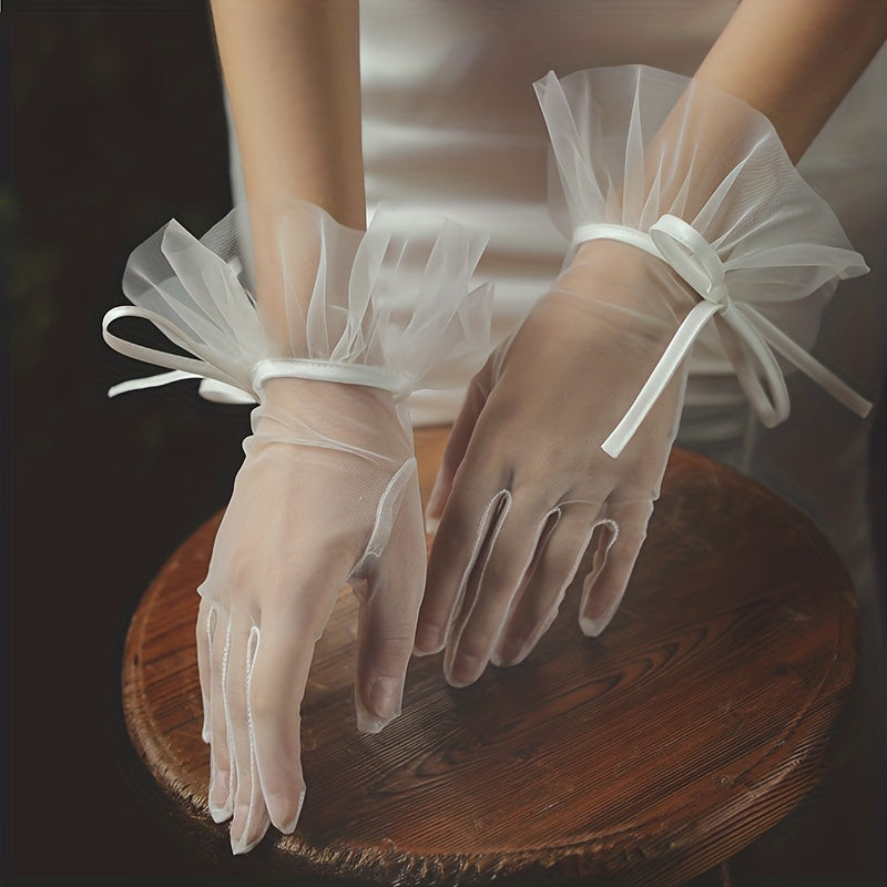 Mesh Gloves Ruffles Thin Breathable Gloves for Women