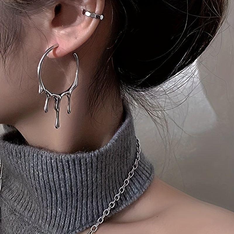 Punk Gothic Retro Style Hoop Earrings for Women Girls