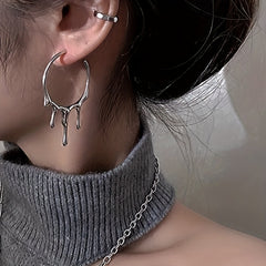 Punk Gothic Retro Style Hoop Earrings for Women Girls