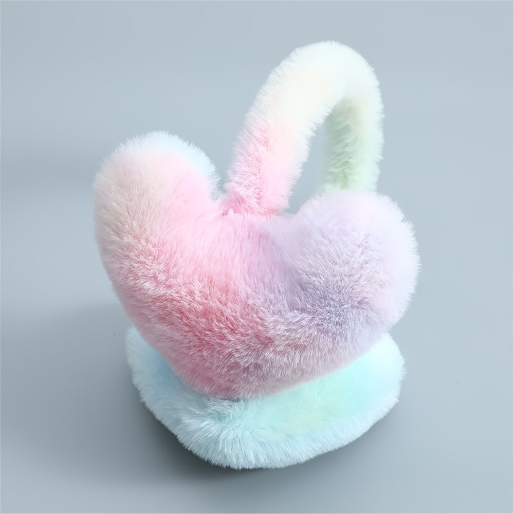 Women's Heart Shaped Plush Earmuffs - Winter Outdoor Use