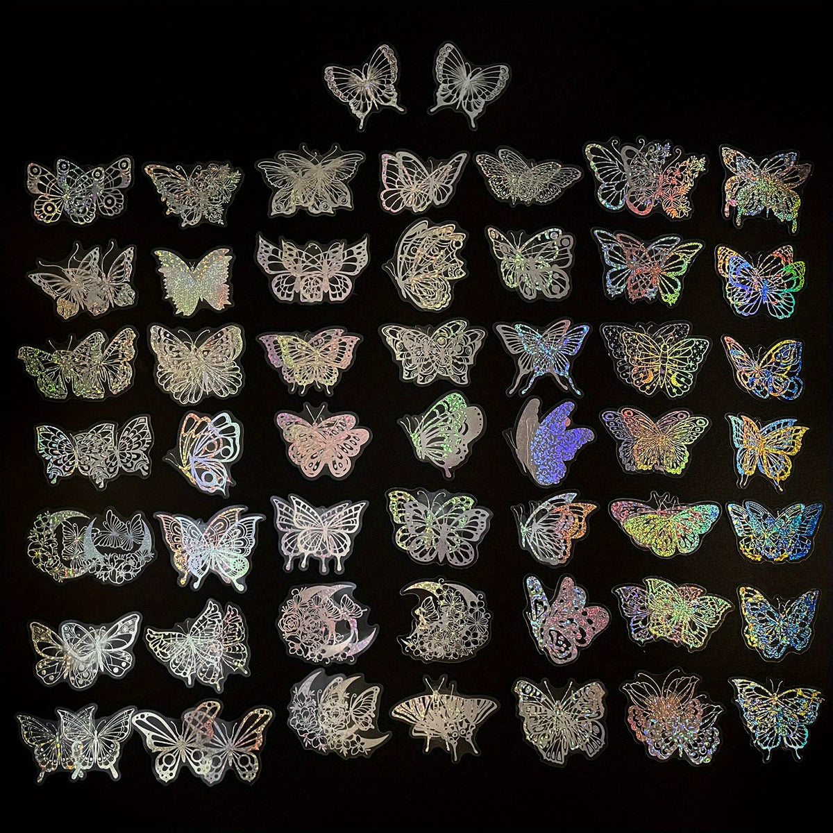 100pcs Butterfly Series Stickers Waterproof Laser Sticker Decal