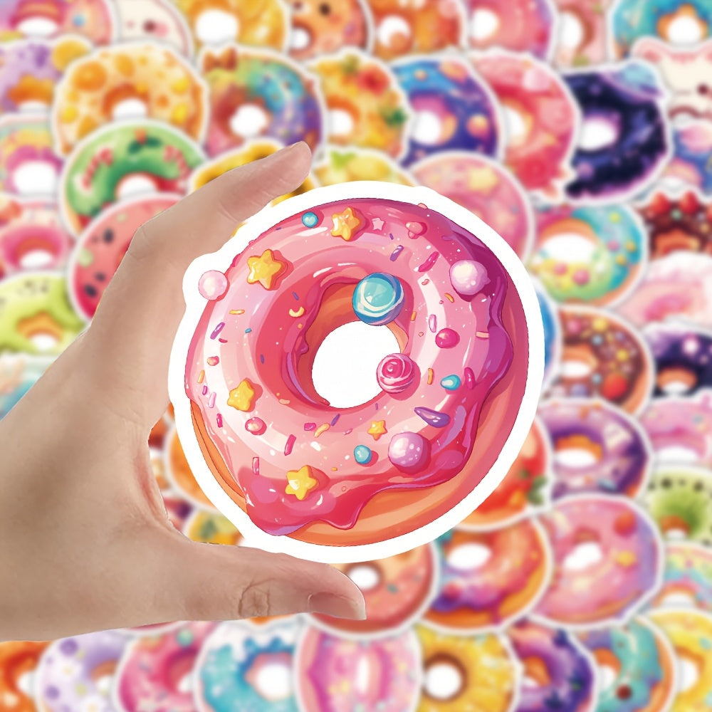 80 Cartoon Donut Stickers Playful Designs for Bottles Laptops Guitars Bikes