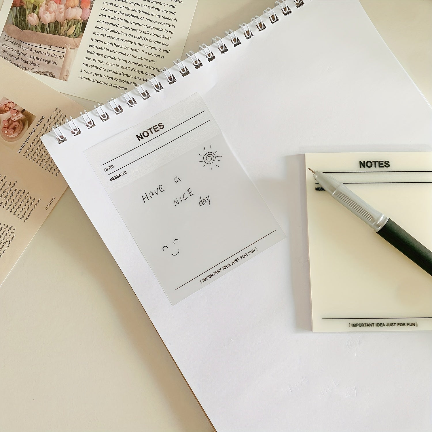 4 Pcs Clear Sticky Notes 200 Sheets- Self-adhesive Memo Pad Office Supplies