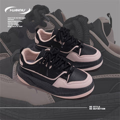 HUANQIU Lace-up Non-slip Skate Shoes Height Increased Sneakers