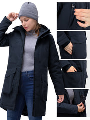 Women's Waterproof Long Puffer Jacket Hooded Winter Coat