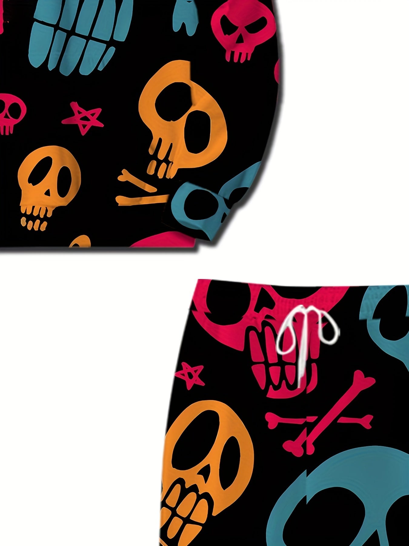 Skull Print Men's Casual Hoodie Sweatpants Set
