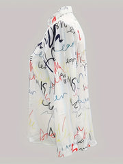  Graffiti Print Long Sleeve Button Up Shirt