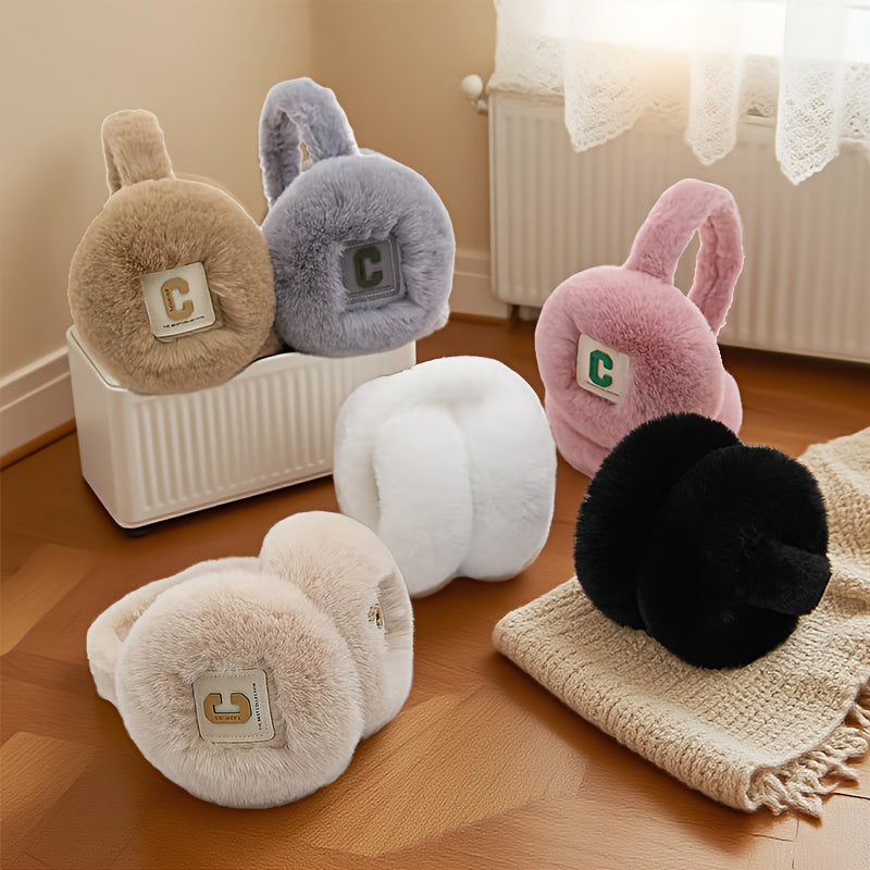 Women's Faux Fur Earmuffs with G Patch Winter Warmth
