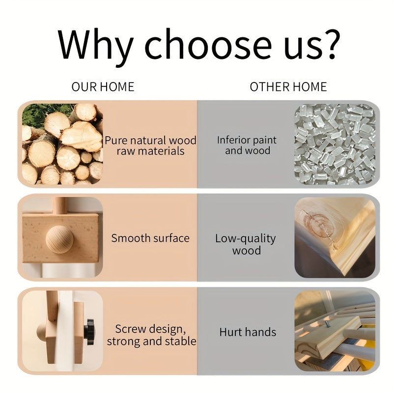 Sturdy Wooden Crib Bell Bracket with Rectangular Base