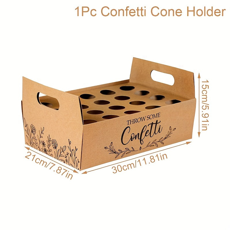 Rustic Wedding Paper Cone Holder Box Confetti Tray