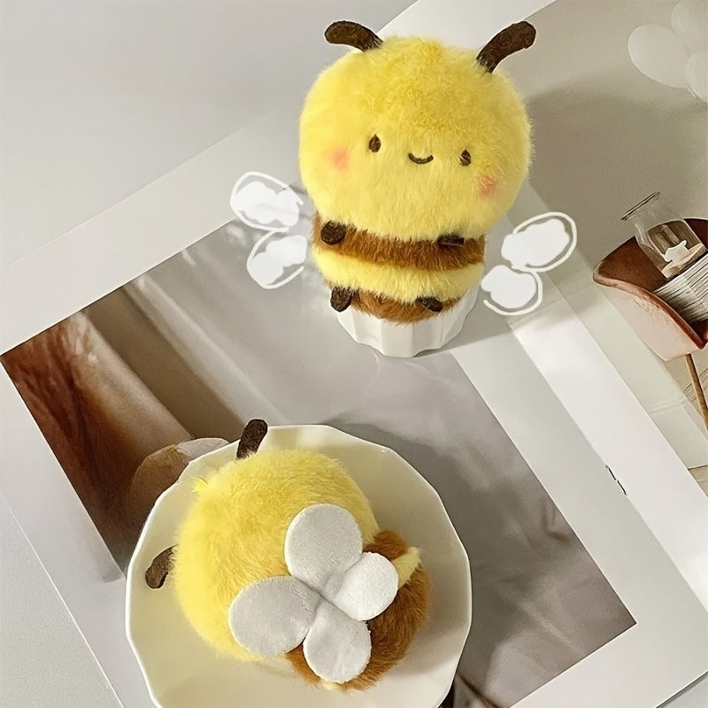 3pcs Cartoon Bee Plush Toys Soft Stuffed Animals with Floral Accents