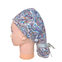 Floral Paisley Print Work Cap Vintage Adjustable Scrub Cap