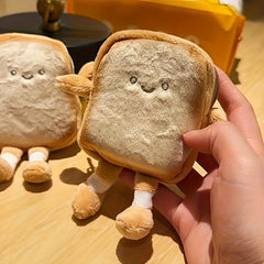 Cartoon Toast Shaped Coin & Earbud Pouch Portable Storage Bag