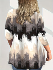  Colorblock Print Long Sleeve Button Up Cardigan