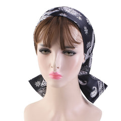 Satin Paisley Print Turban Head Wrap Hijab Scarf
