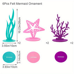 6pcs Mermaid Felt Ornaments Birthday Party Decoration Supplies