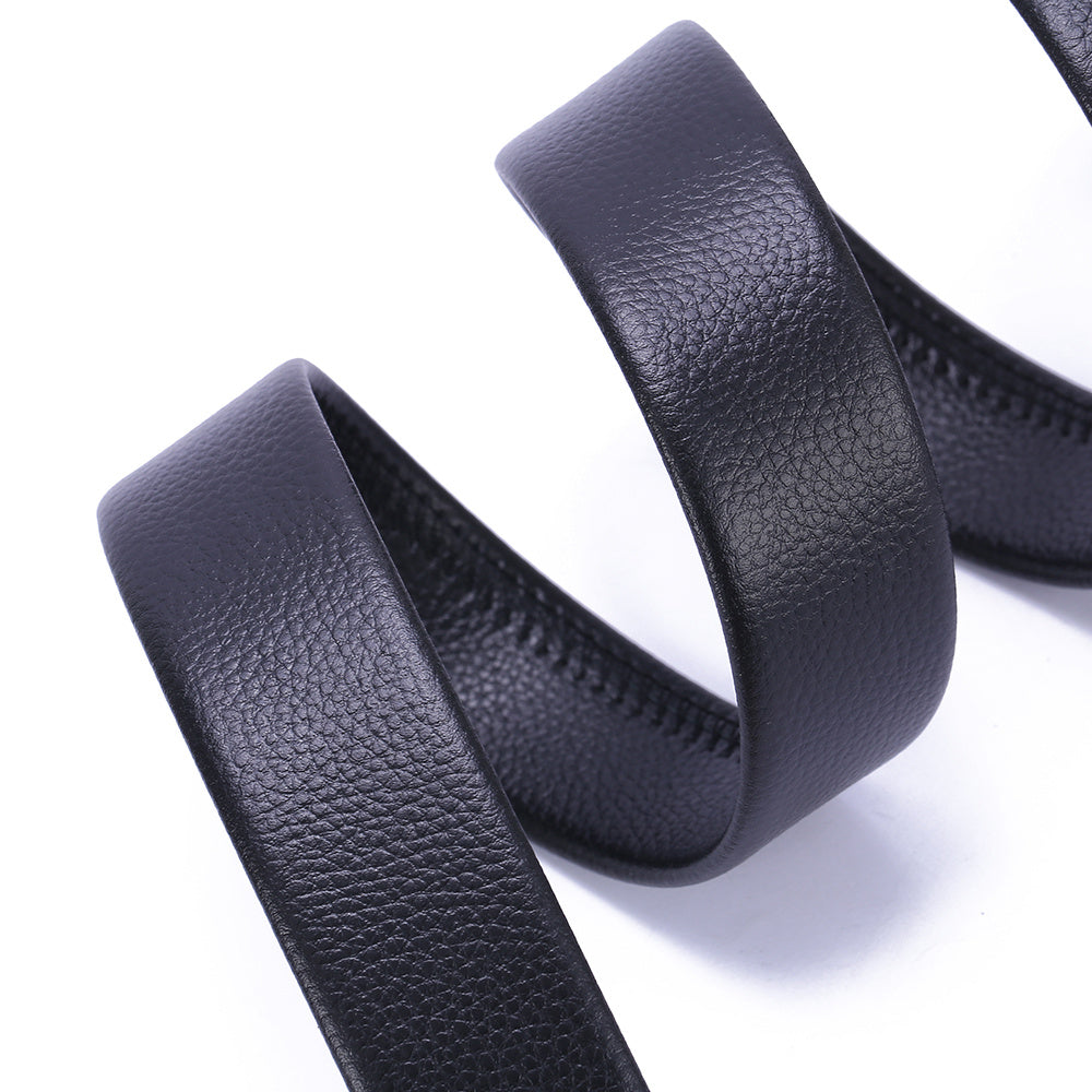 Men's Large Size Leather Belt with Automatic Buckle for Jeans