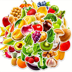 50pcs Fruit & Veggie Vinyl Stickers for Laptops Water Bottles