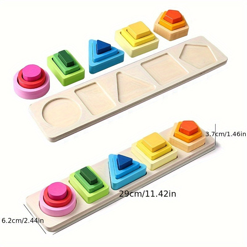 Wooden Toy Shape and Color Recognition Blocks Set