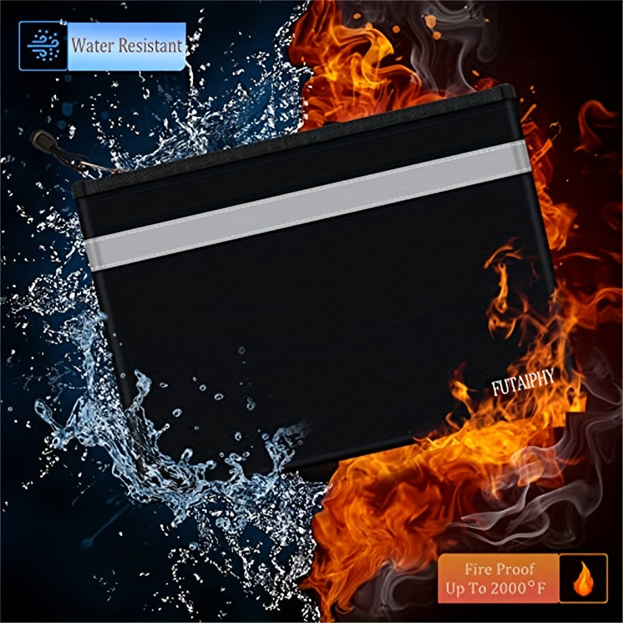 Fireproof Document Bag 34x25 Waterproof Holder Zipper Reflective Strip