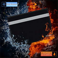 Fireproof Document Bag 34x25 Waterproof Holder Zipper Reflective Strip