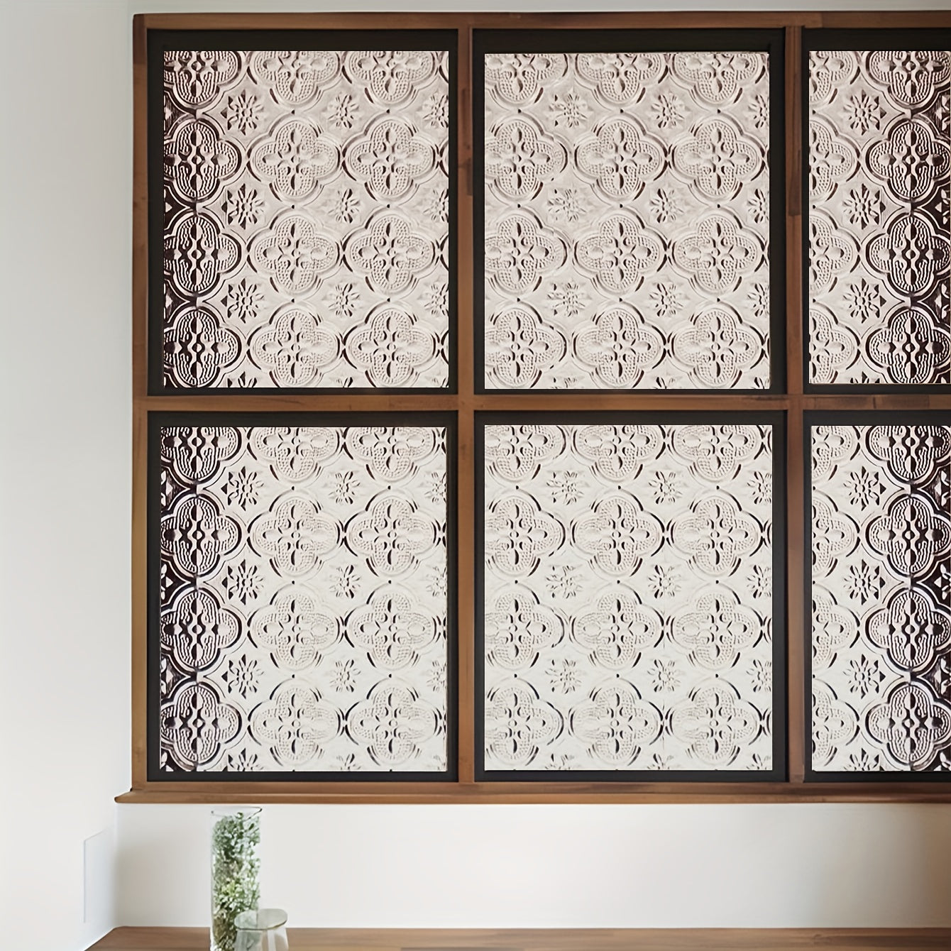 Frosted Retro Geometric Window Film Decorative Privacy Glass Anti collision