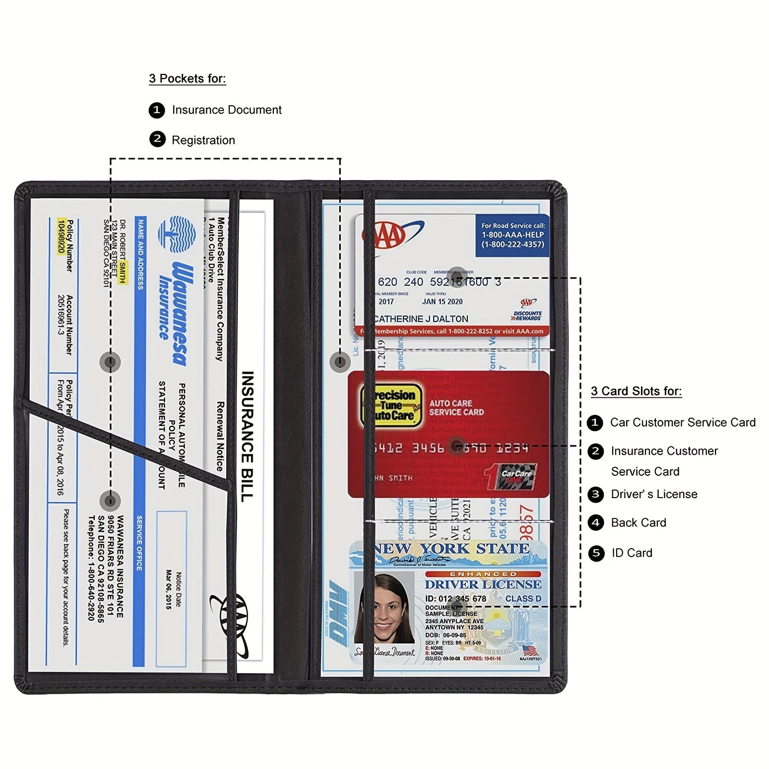 Car Document Organizer Case for Registration, Insurance, Driver & More