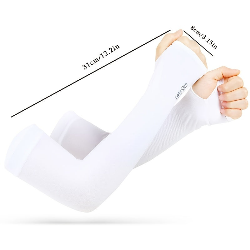Fingerless Sunscreen Ice Silk Sleeves Pair for Riding Sports Sunshade