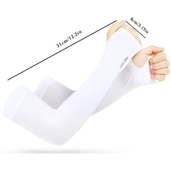 Fingerless Sunscreen Ice Silk Sleeves Pair for Riding Sports Sunshade