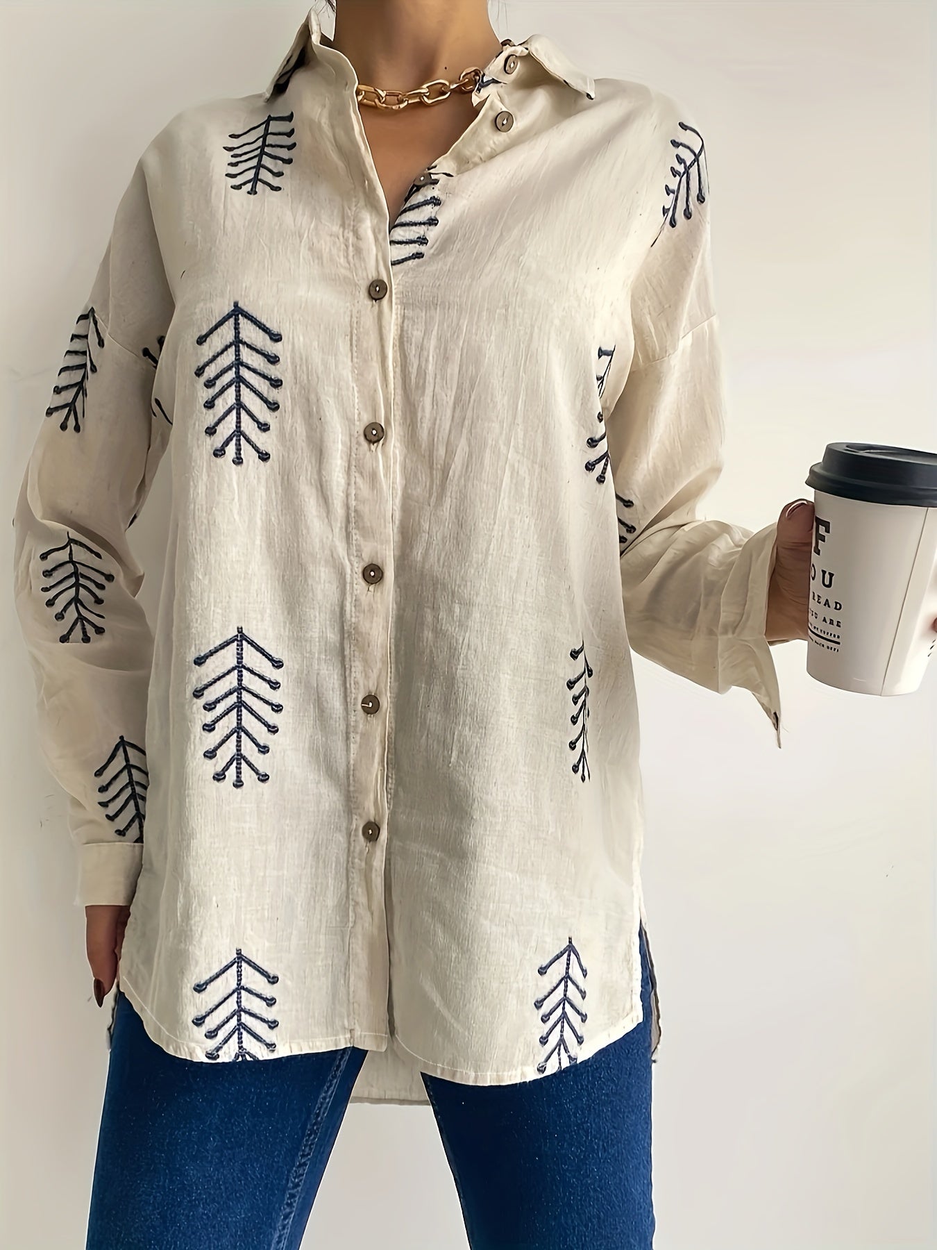  Casual Blouse Women's Plus Allover Print Distressed Shirt Top