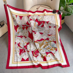 98cm Thin Print Square Scarf Silk Feeling Soft Scarf Breathable Shawl Wraps