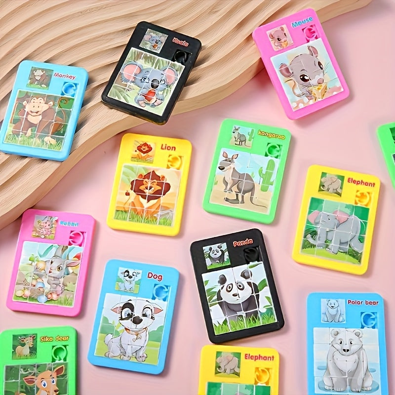 12pcs Plastic Animal Sliding Puzzle Huaron Road Toy Puzzle Party Prize