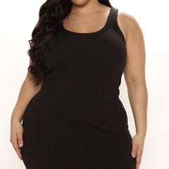  Solid Round Neck Tank Dress
