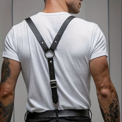 Men's PU Leather Harness Rivet O-Ring Belt