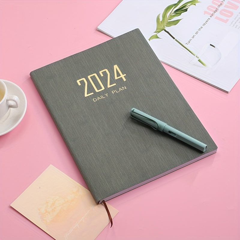 A4 English Schedule Book Leather Thin Section Weekly Calendar Notebook