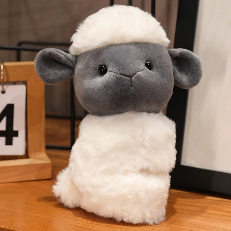 Soft Grey Sheep Plush Slap Bracelet - Cuddly Gift for Adults