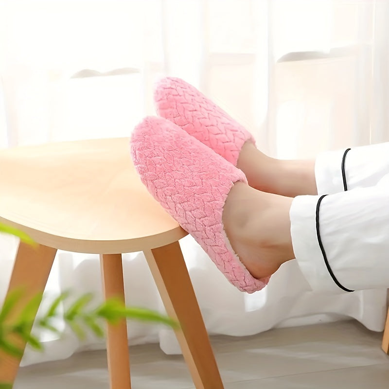Women's Plush Cozy Indoor Slippers Non Slip Home Mute Shoes
