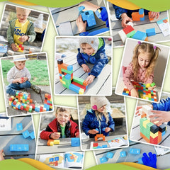 Colorful Cube Building Blocks Wooden Toys Montessori Teaching Aids