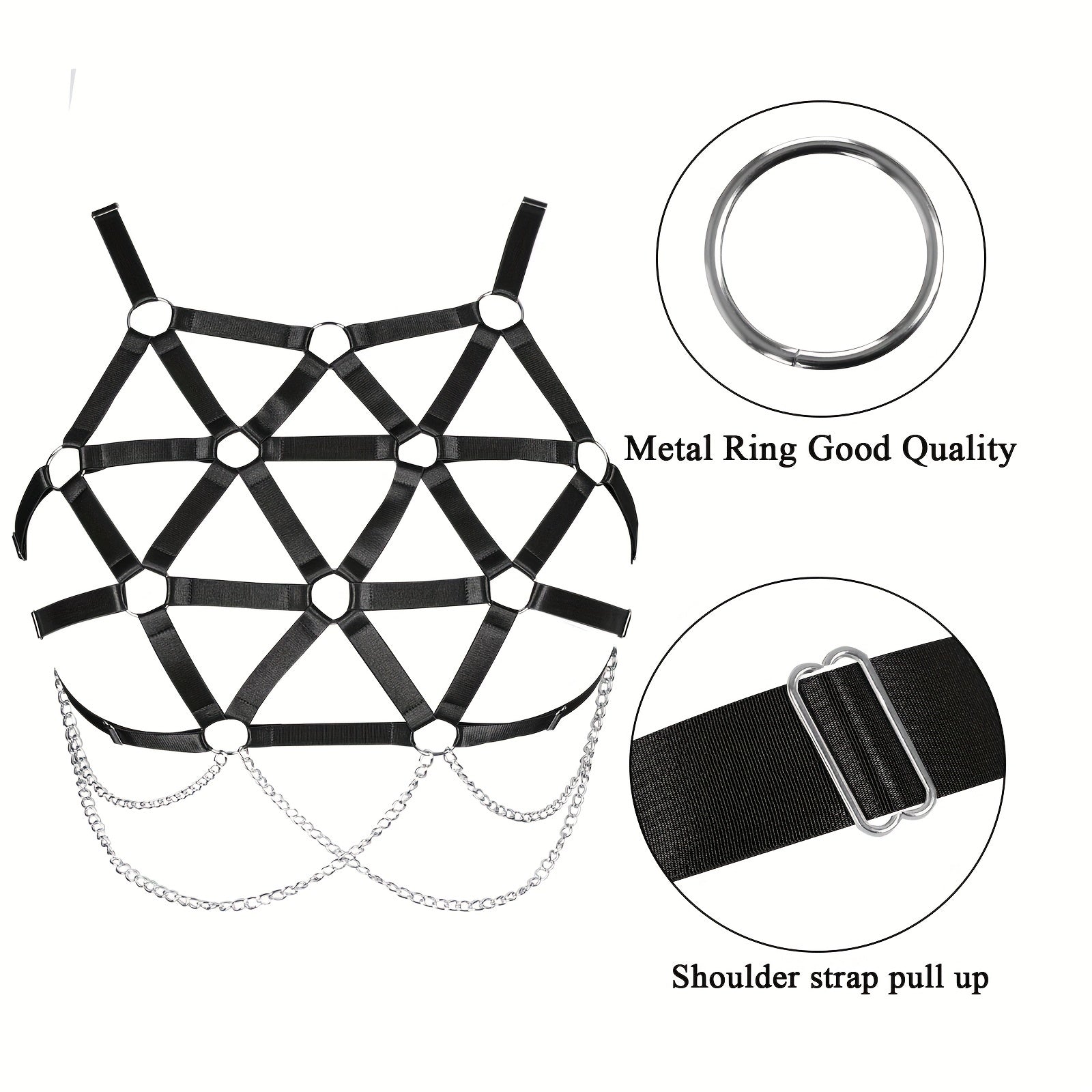Geometric Hollow Out Harness Bra Gothic Chain Suspenders