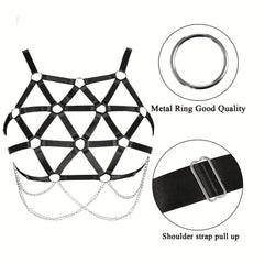 Geometric Hollow Out Harness Bra Gothic Chain Suspenders