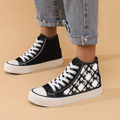 Girl's High Top Floral Skate Shoes Non Slip Lace Up Sneakers