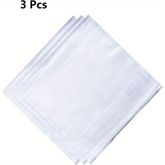 3pcs Men's 100 Handkerchief Solid Striped Handkerchief Absorbent