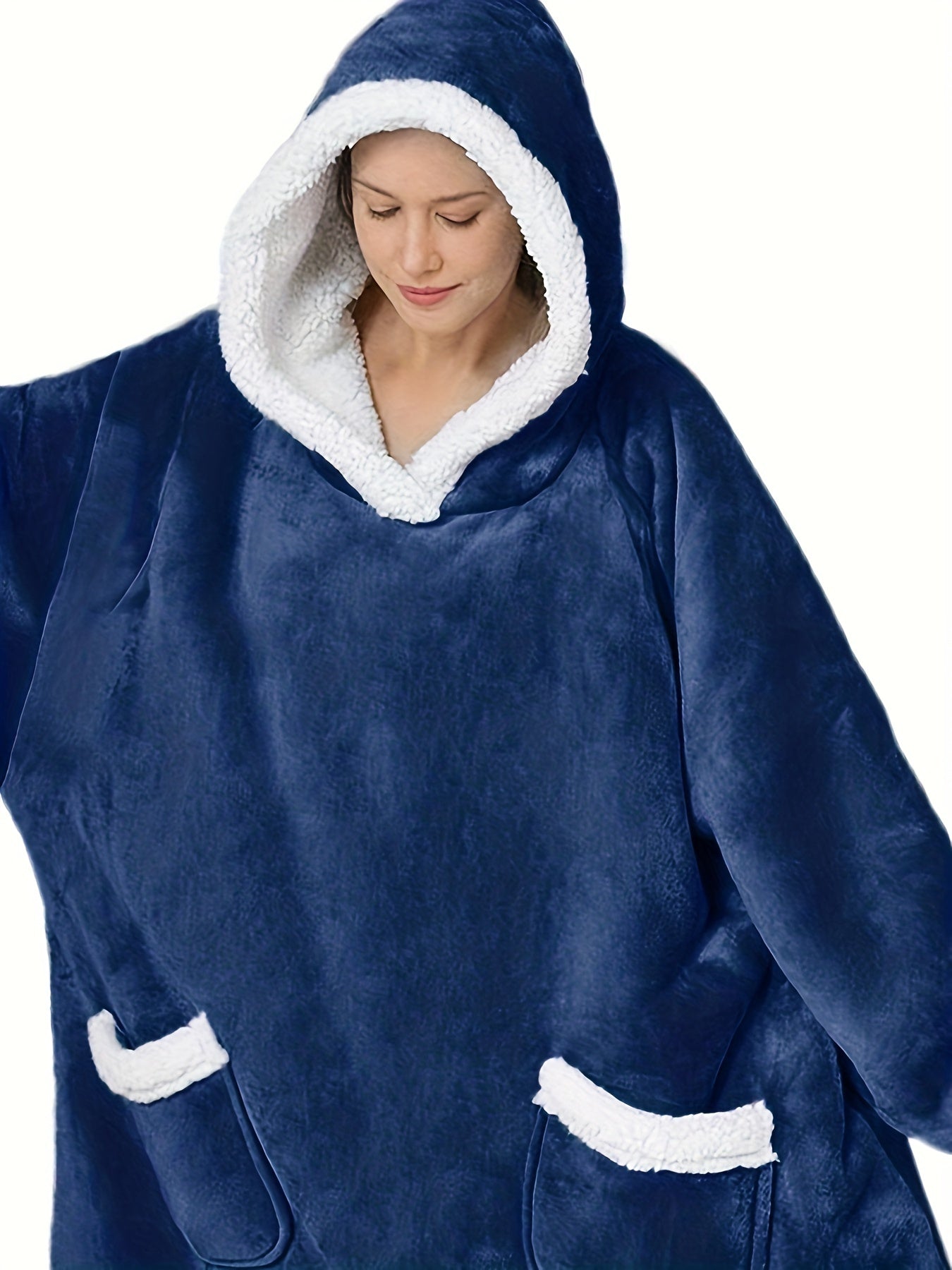  Sherpa Fleece Robe with Pockets, Extra Long Wearable Blanket