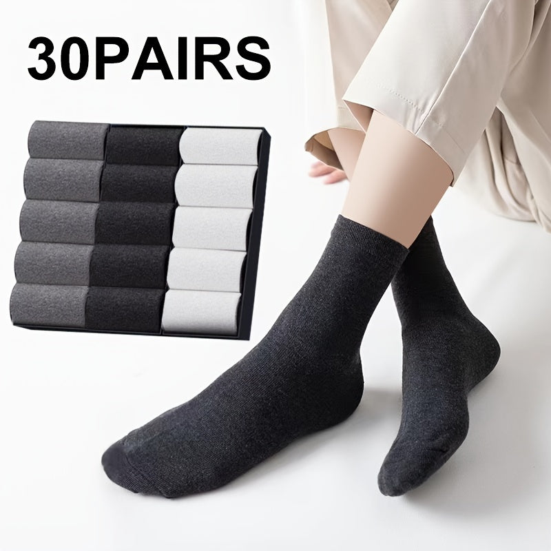 10 20 30 Pairs Solid Socks Comfy & Breathable Women's Stockings