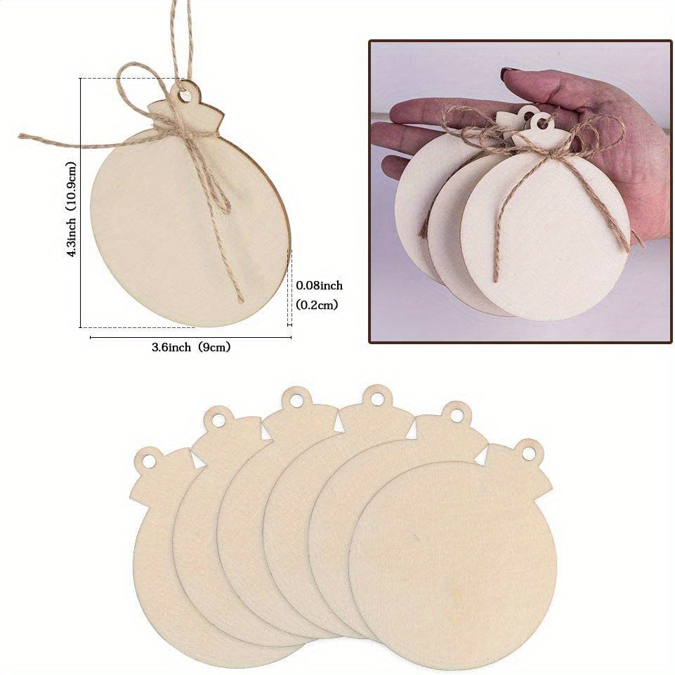 10pcs Round Wooden Ornaments Unfinished Holes Natural Wood Slices For Craft DIY